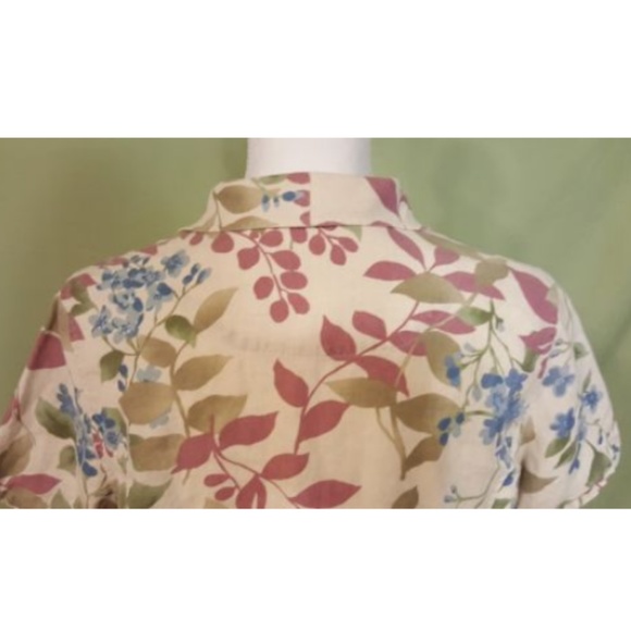 Caribbean Joe Blouse Womens Large Linen Hawaiian - Picture 6 of 7